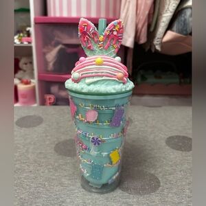 Mint Ice Cream Pink Sprinkles Easter Bunny Ears Gummy Bear Candy Tumbler